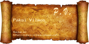 Paksi Vilmos névjegykártya